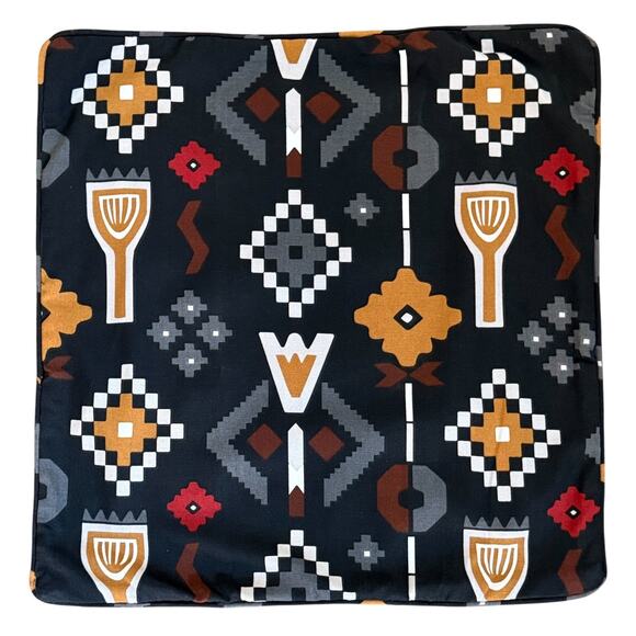 IKEA MOSSNYCKLAR Aztec Black & Gray Geometric Pattern Pillow Cover 20" x 20" - Picture 2 of 4